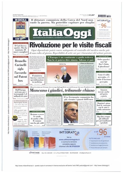 Italia oggi : quotidiano di economia finanza e politica